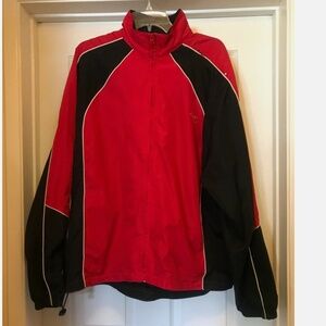 Rawlings Long Sleeve Wind Breaker Jacket - RED/BLACK - Size XL - Full Front Zip